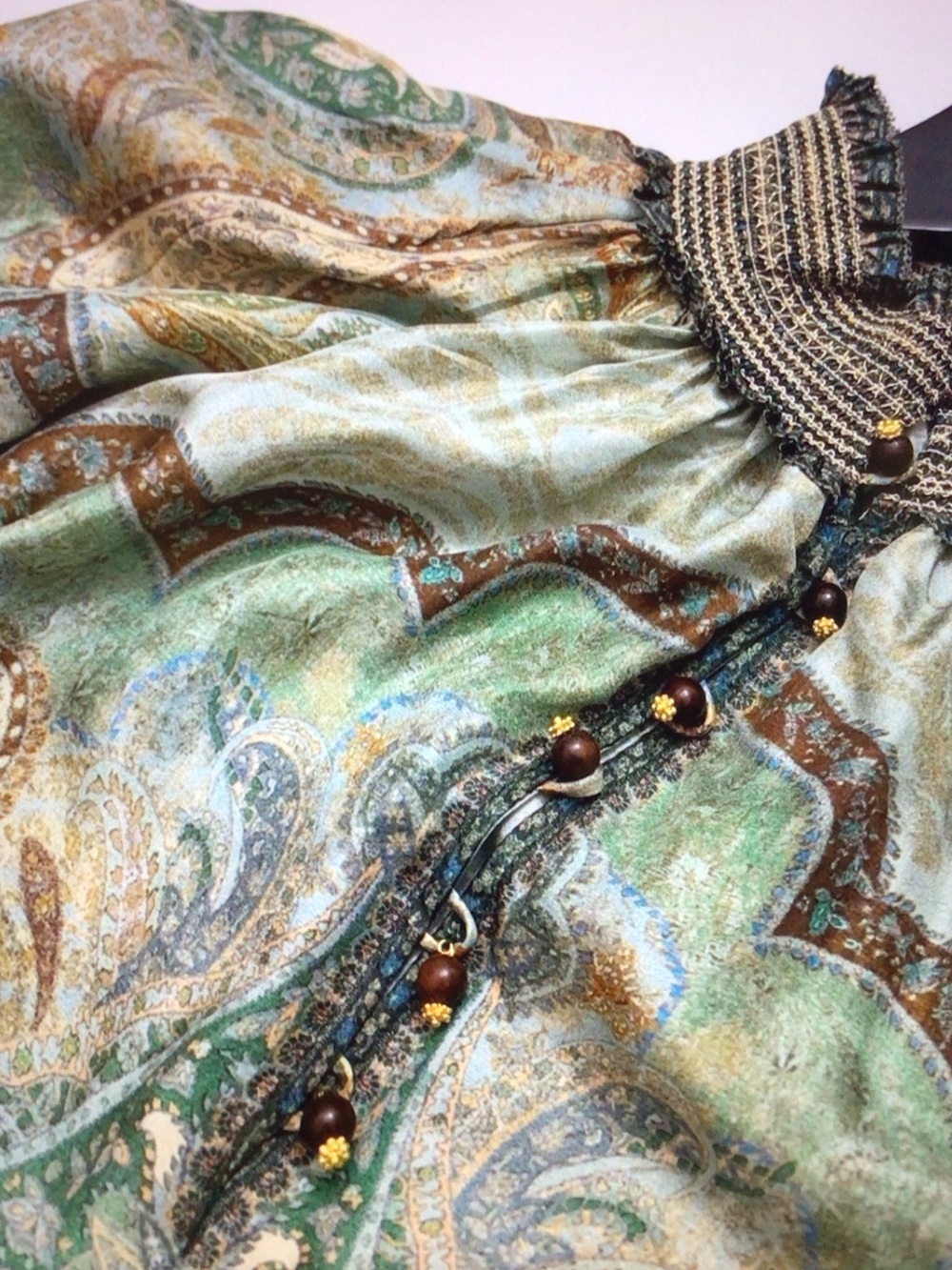 Zimmermann Sage Green Paisley Puff-Sleeve Maxi Dress - Picture 6 of 7